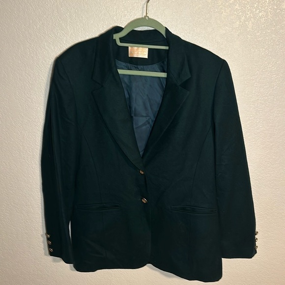 Pendleton Vintage Hunter Green Virgin Wool Blazer Ornate Buttons Size 12 - Picture 1 of 9